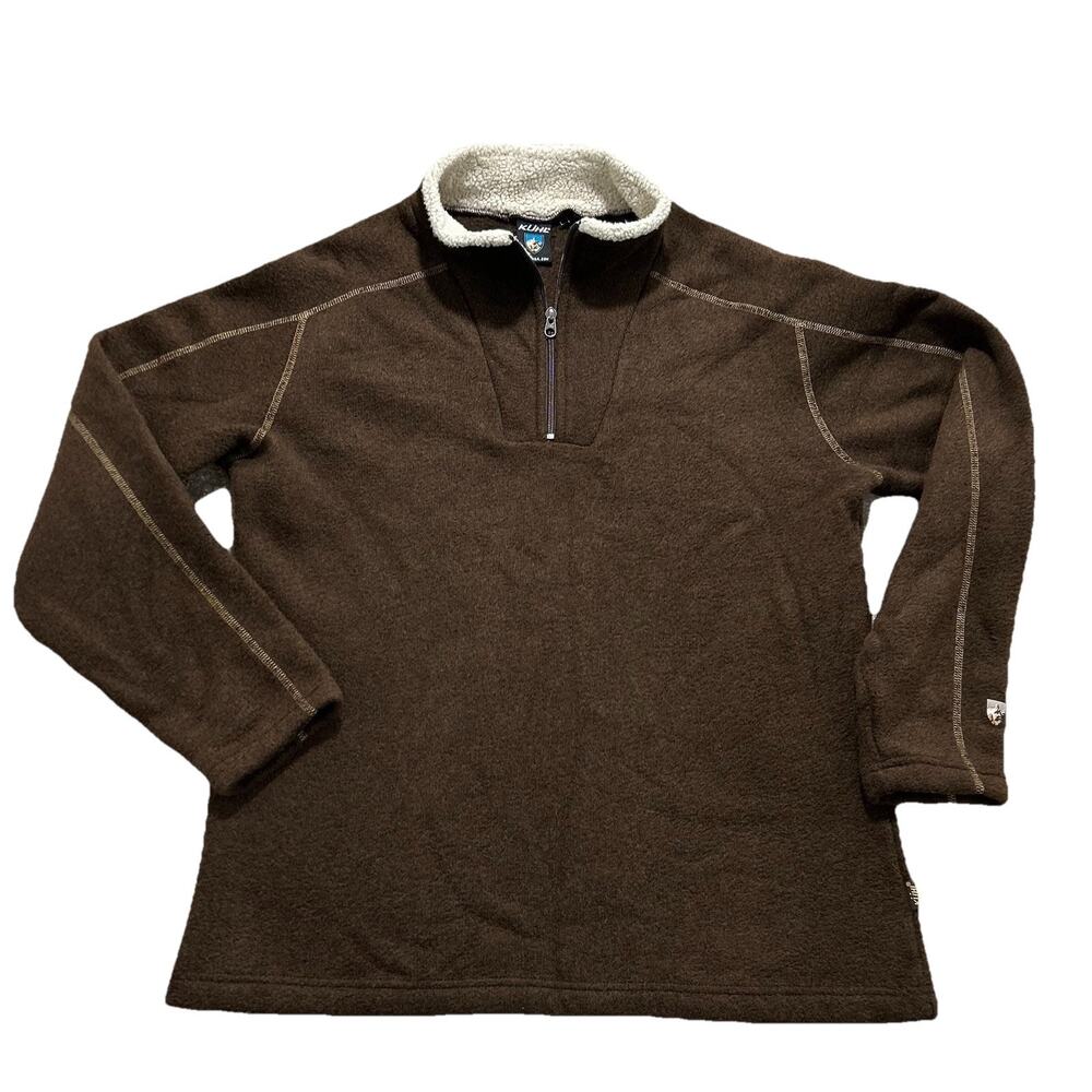 Kuhl Men’s L Brown Alfpaca Fleece Quarter Zip Hiking Thermal‎ Sweatshirt